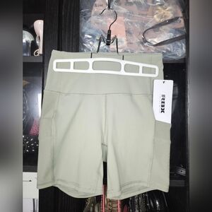New + Tag Womens XS Extra Small High Waisted Workout Green Shorts Double Pockets
